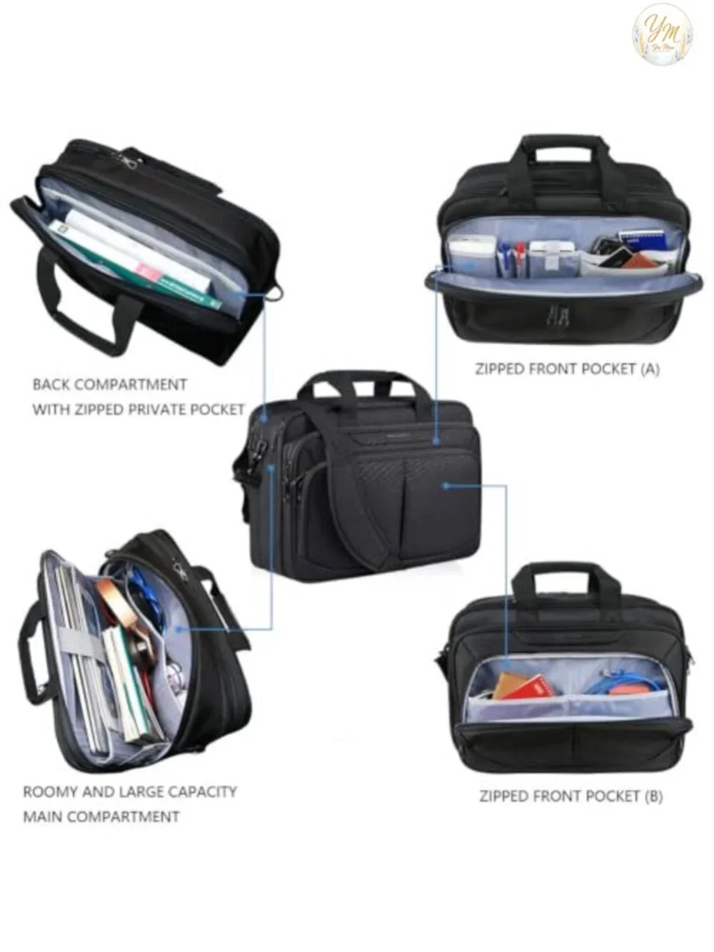 Laptop Bag Expandable Briefcase Business Work Bag Canvas Water-repellent 17.3
